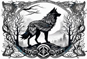 wolf raven and tree of life tattoo idea