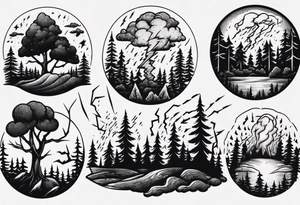 lightning storm over forest tattoo idea