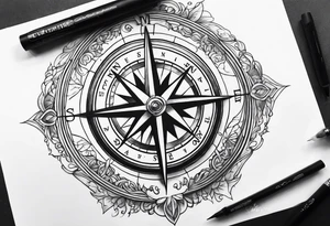 Feminine compass tattoo idea