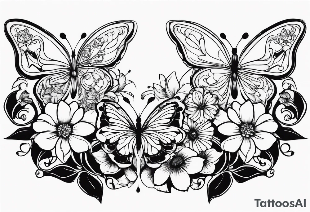 Flower and butterflies tattoo idea