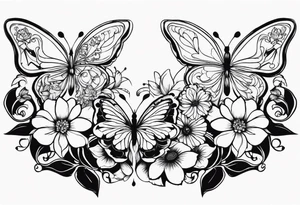 Flower and butterflies tattoo idea