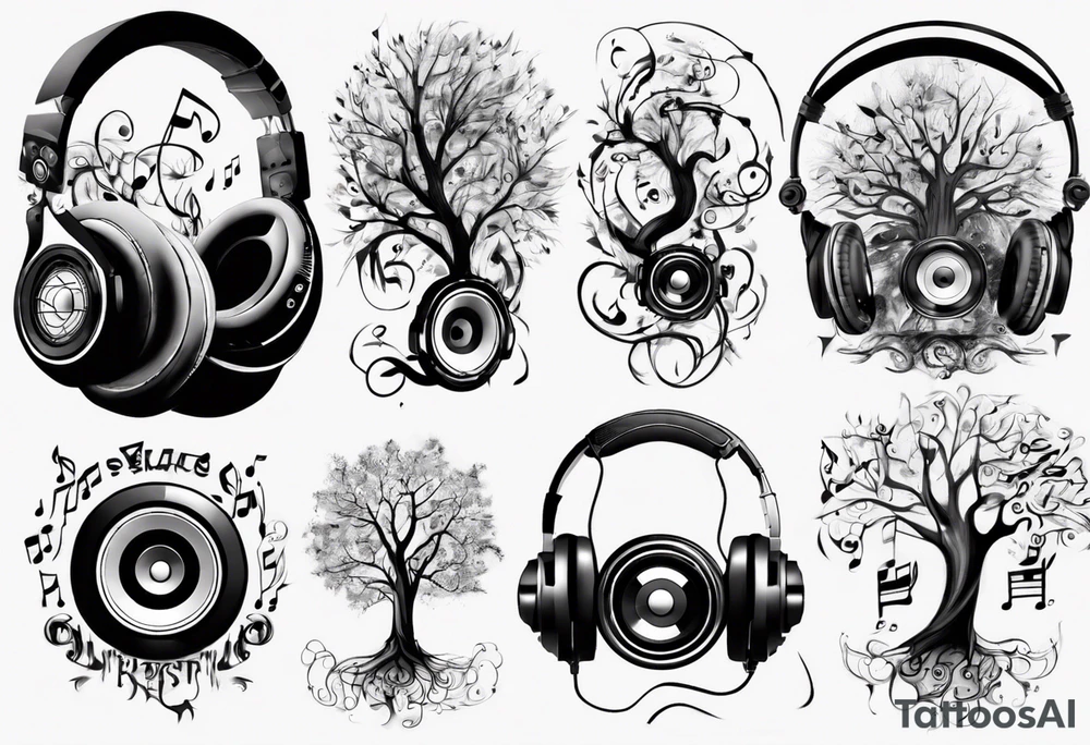 music speaker note tree headphones tattoo idea