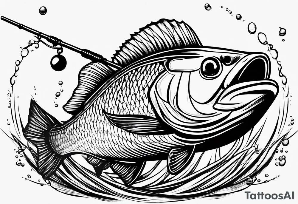 simple fishingrod with the line in water
"do not generate a fish" tattoo idea