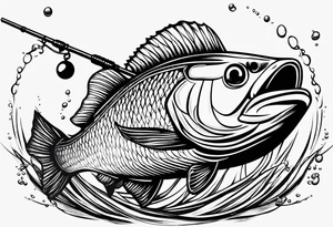 simple fishingrod with the line in water
"do not generate a fish" tattoo idea