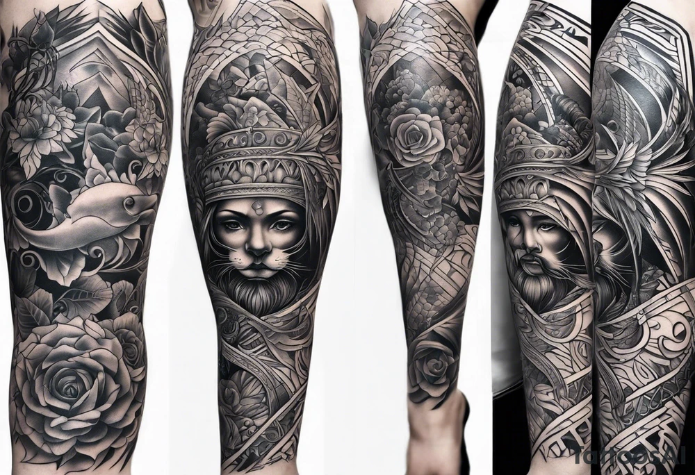 Full leg tattoo sleeve square tattoo idea