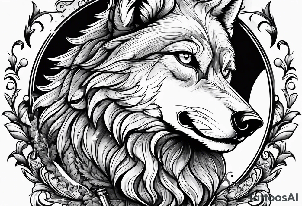 wolf smoking cigarette tattoo idea