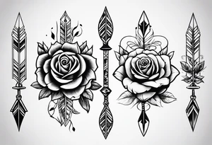 five Indian arrows going through a one rose for a forearm tattoo idea