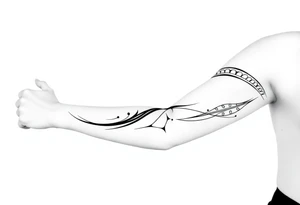 tribal pattern
and bands welsh black and white shading full sleeve simple tattoo idea