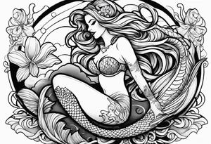 Mermaid pin up style tattoo idea
