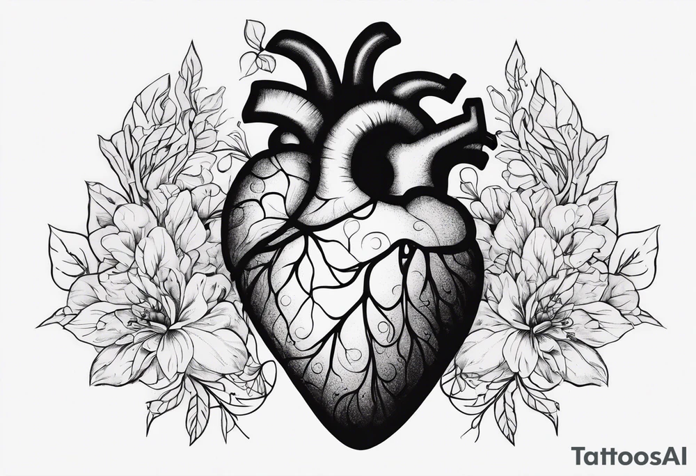 an actual human heart tattoo idea