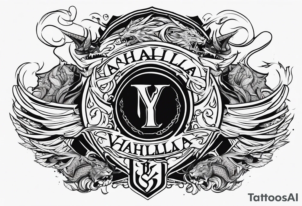 Valhalla sword  dragon lion tattoo idea
