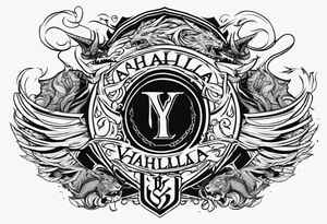Valhalla sword  dragon lion tattoo idea