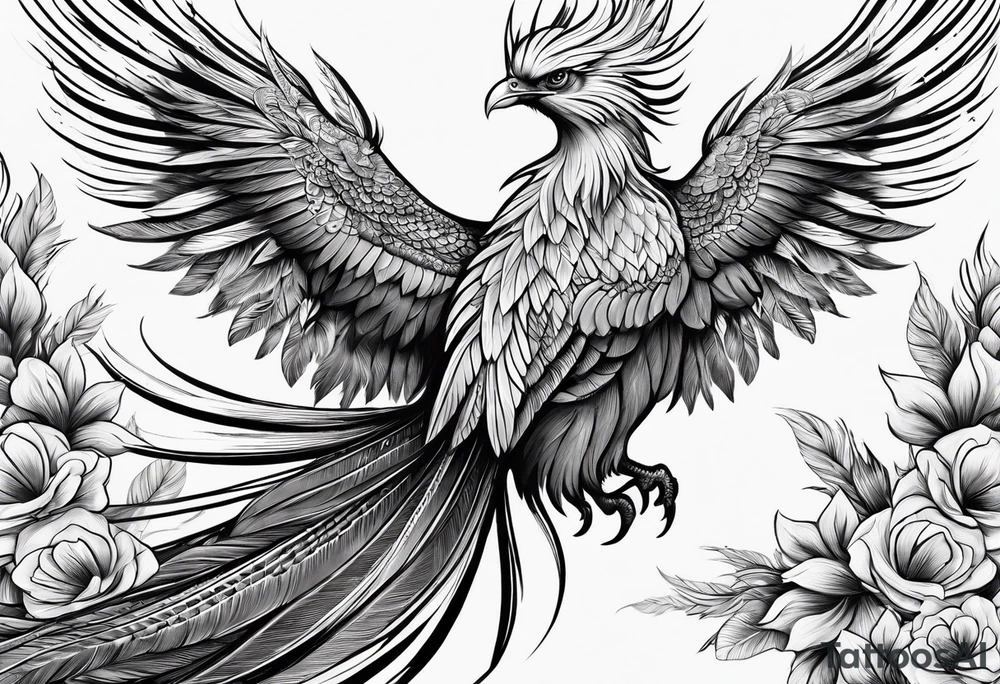 phoenix with extra long tail feathers
with long neck tattoo idea