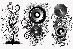 music speaker note tree stave tattoo idea
