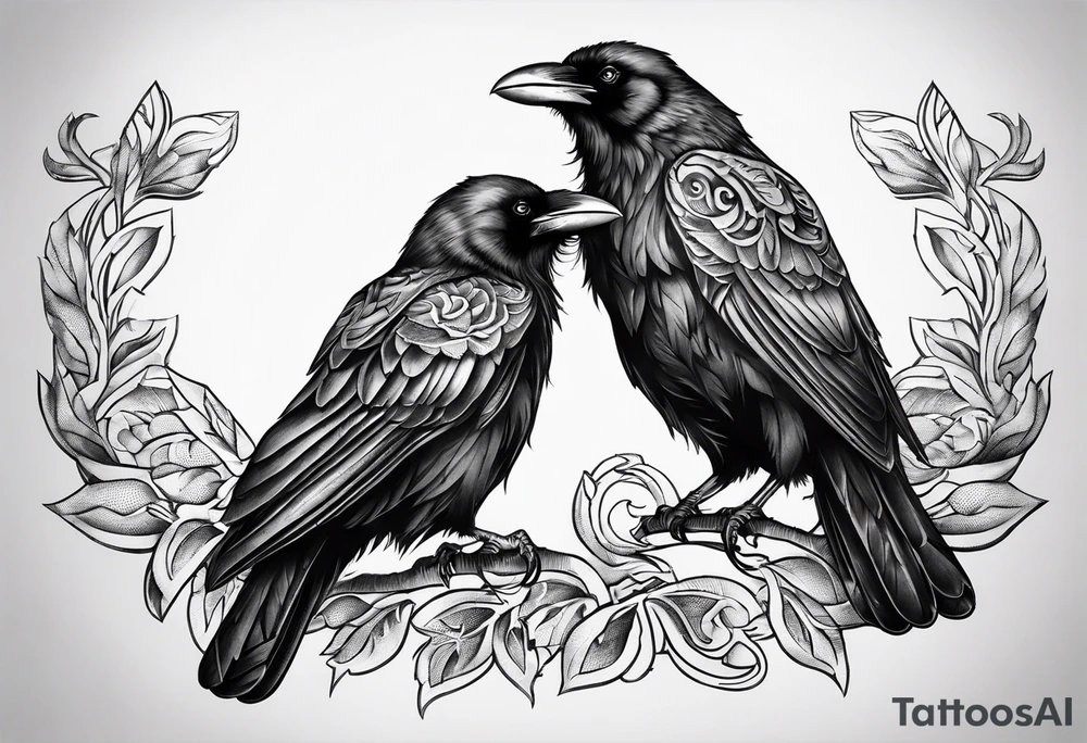Nordic 2 ravens tattoo tattoo idea