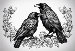 Nordic 2 ravens tattoo tattoo idea