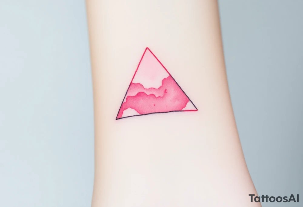 A watercoloured pink triangle, with small lining and upside down. Just the colour pink. No shapes tattoo idea