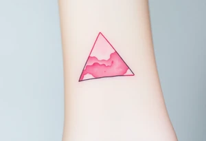 A watercoloured pink triangle, with small lining and upside down. Just the colour pink. No shapes tattoo idea