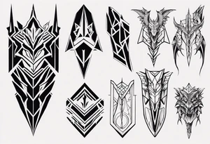 Dragon leg armor geometrical tattoo idea