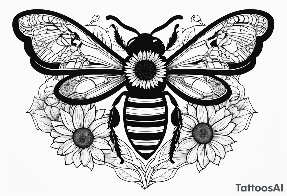A lumur holding a sunflower with a bee circling tattoo idea