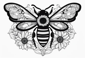 A lumur holding a sunflower with a bee circling tattoo idea