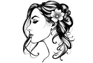 Feminine side profile woman’s face tattoo idea