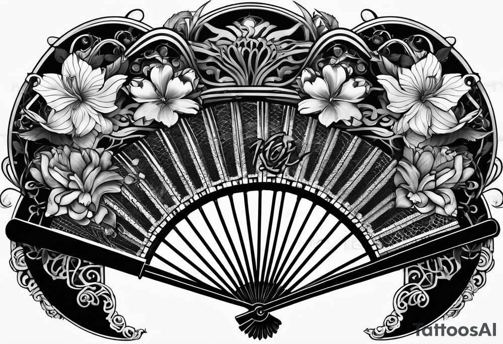 Black Japanese fan tattoo idea