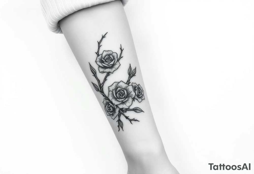 Thorns with roses on the wrist tattoo idea