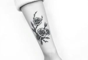 Thorns with roses on the wrist tattoo idea