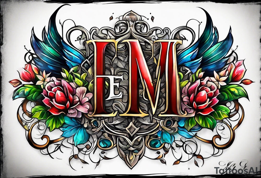 Initials E, M, B tattoo idea