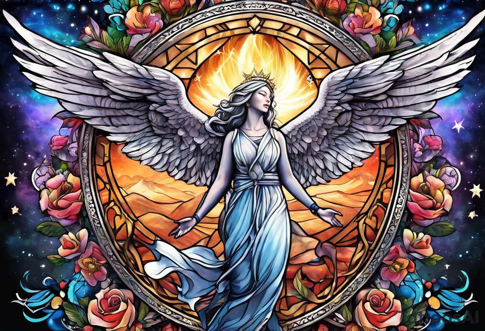 Ascension into the afterlife, love, light, peace tattoo idea