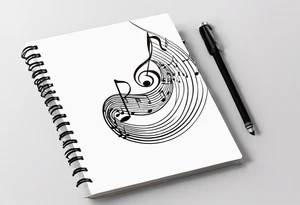 Spiral notebook with music notes coming out of it tattoo idea