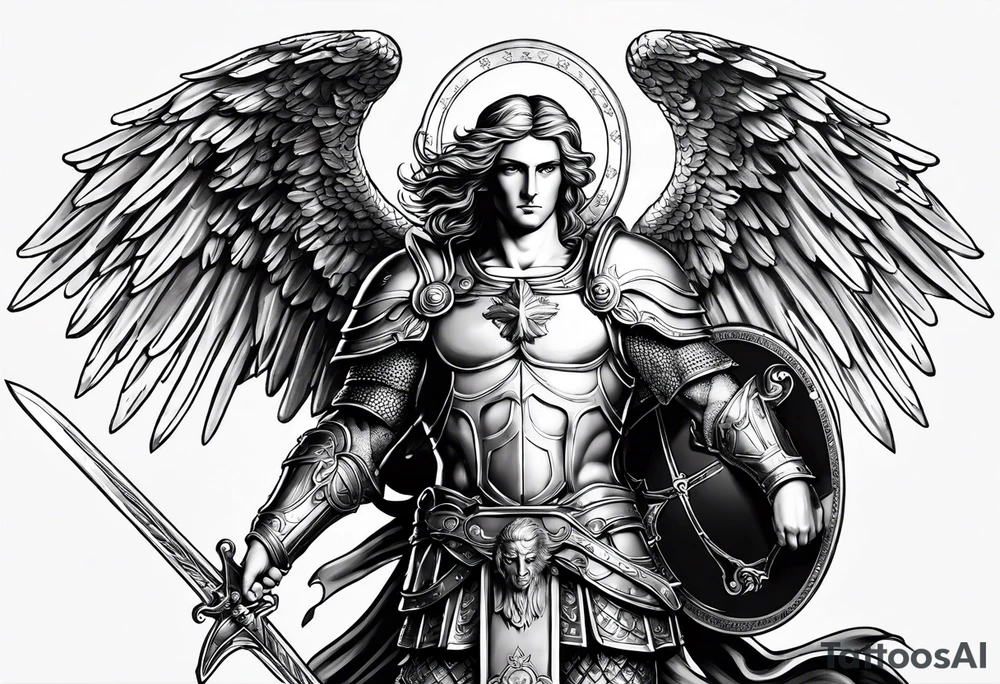 image of st michael the archangel with sword and shieldtattoo tattoo idea