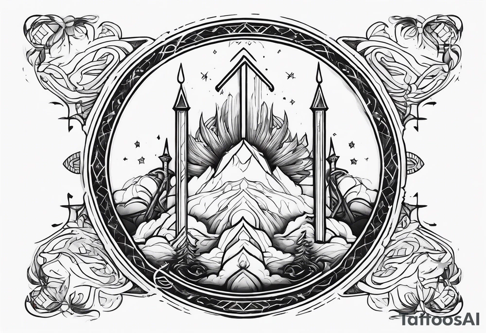 God under an up arrow tattoo idea