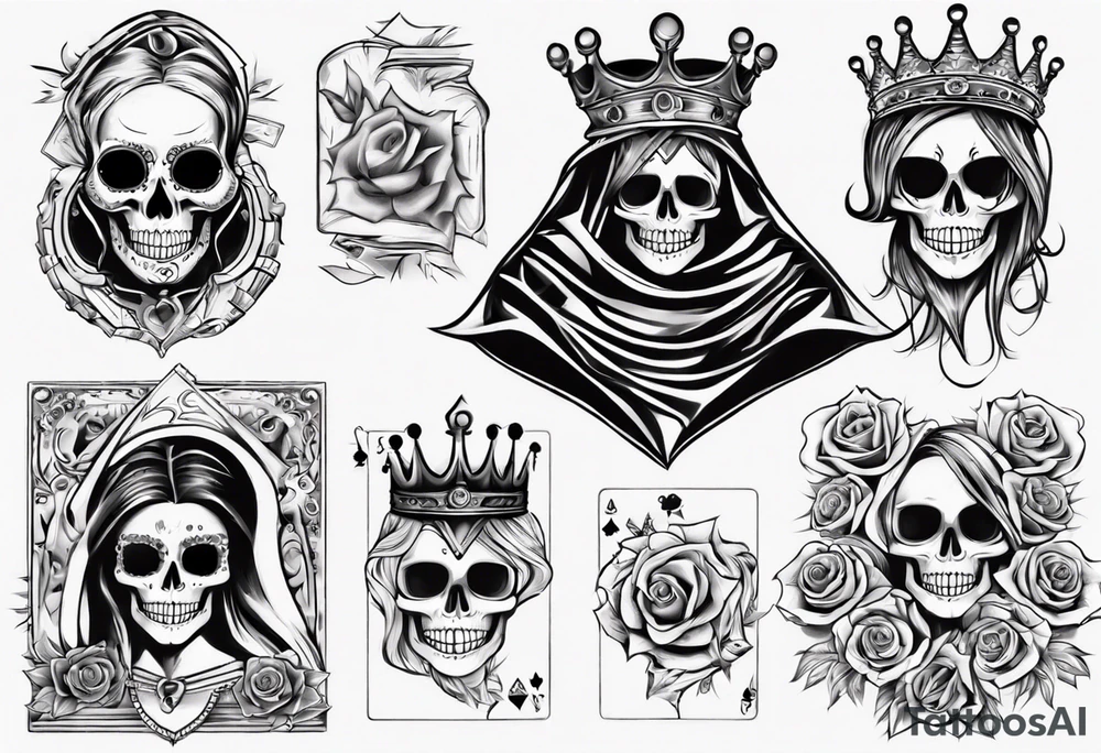 santa la muerta with money and crown
on the card tattoo idea