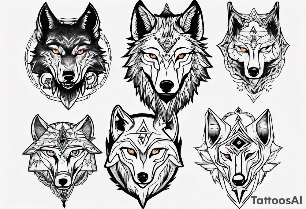 wolf head tattoo idea