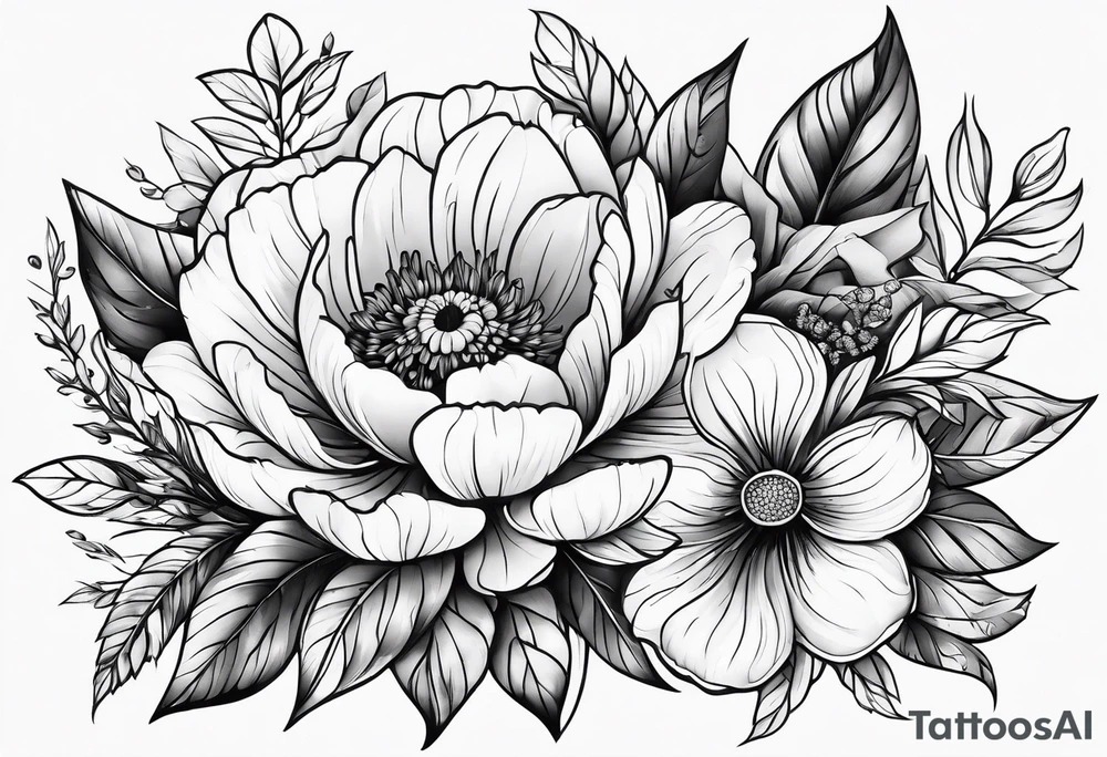 flowers, leaves tattoo idea