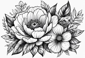 flowers, leaves tattoo idea