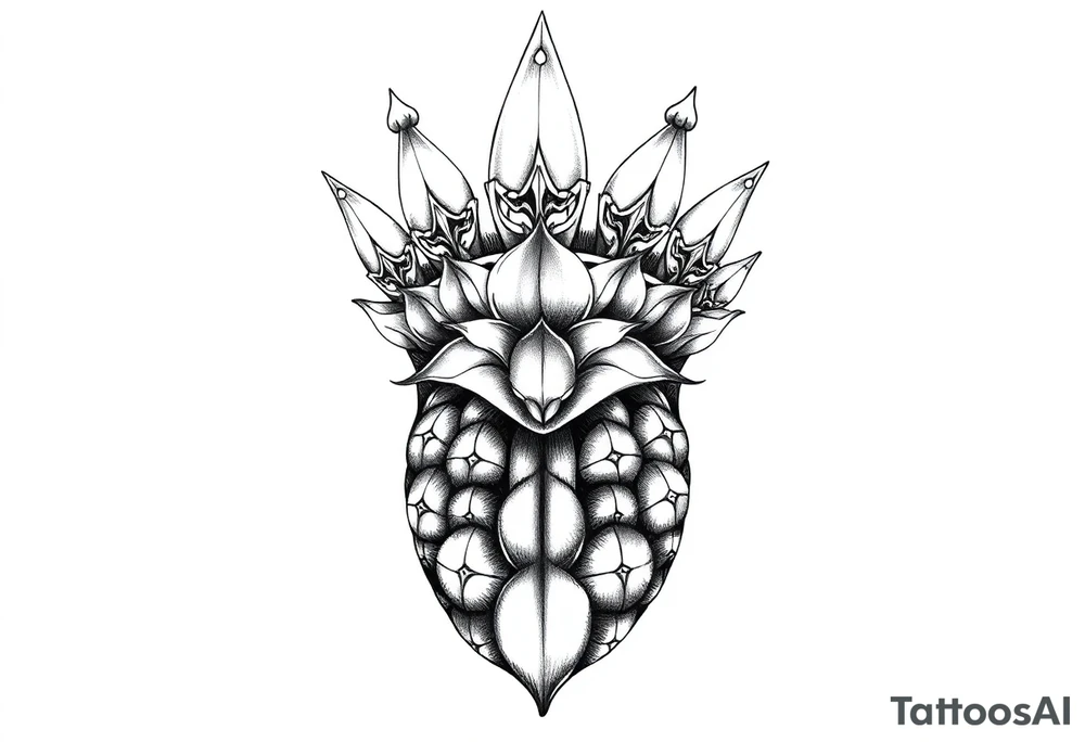 Majestic crown pineapple vagina anus tattoo idea