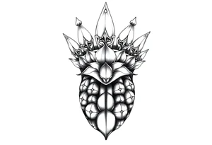 Majestic crown pineapple vagina anus tattoo idea