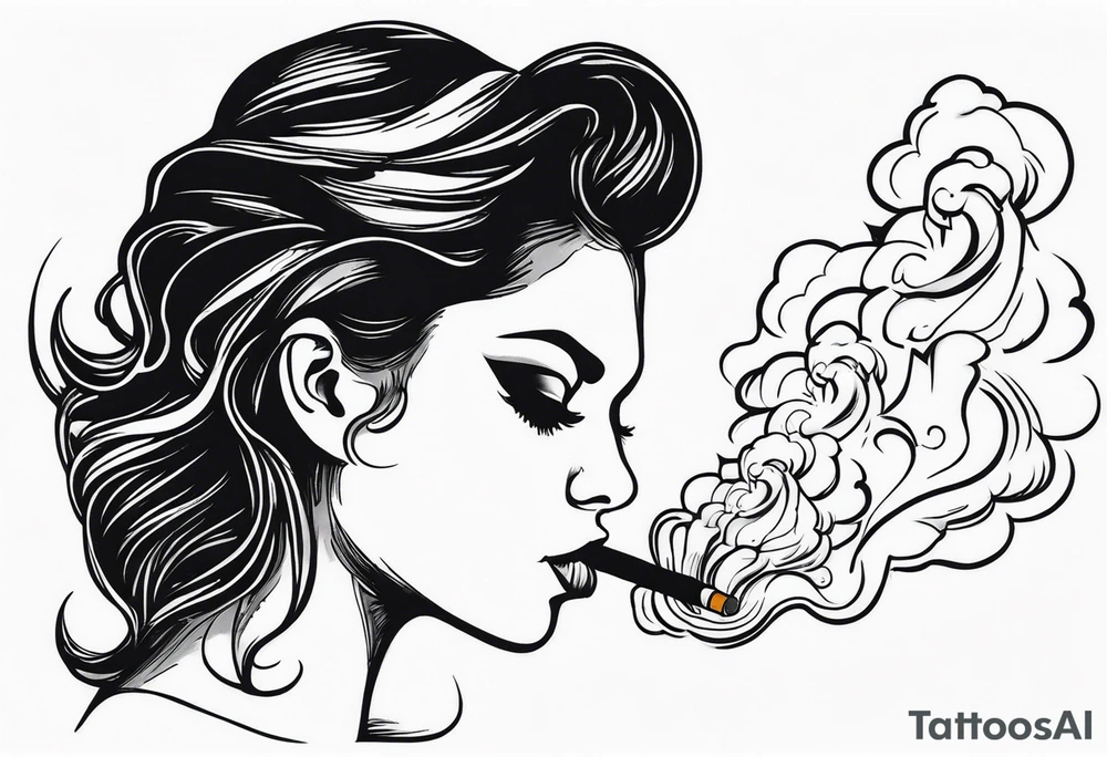 Draw me black smoke coming out of a cigarette tattoo idea