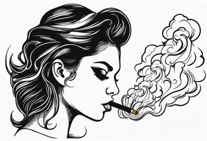 Draw me black smoke coming out of a cigarette tattoo idea