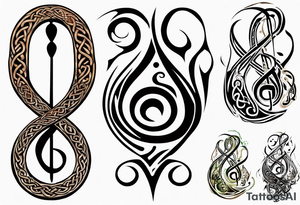 celtic an maori fusion design with a treble clef. tattoo idea