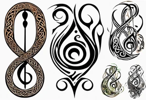 celtic an maori fusion design with a treble clef. tattoo idea