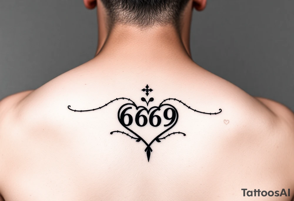 Meaningful memorial tattoo for grandparents with numbers 6669 and 9696 hearts tattoo idea