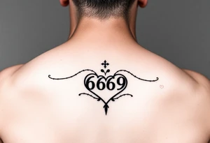 Meaningful memorial tattoo for grandparents with numbers 6669 and 9696 hearts tattoo idea
