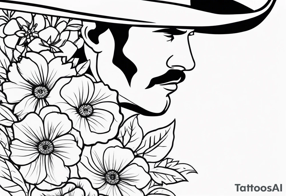 floral western cowboy tattoo idea