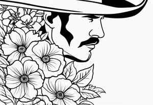 floral western cowboy tattoo idea