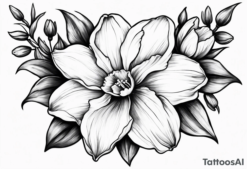 Daffodil birth flower chain tattoo idea