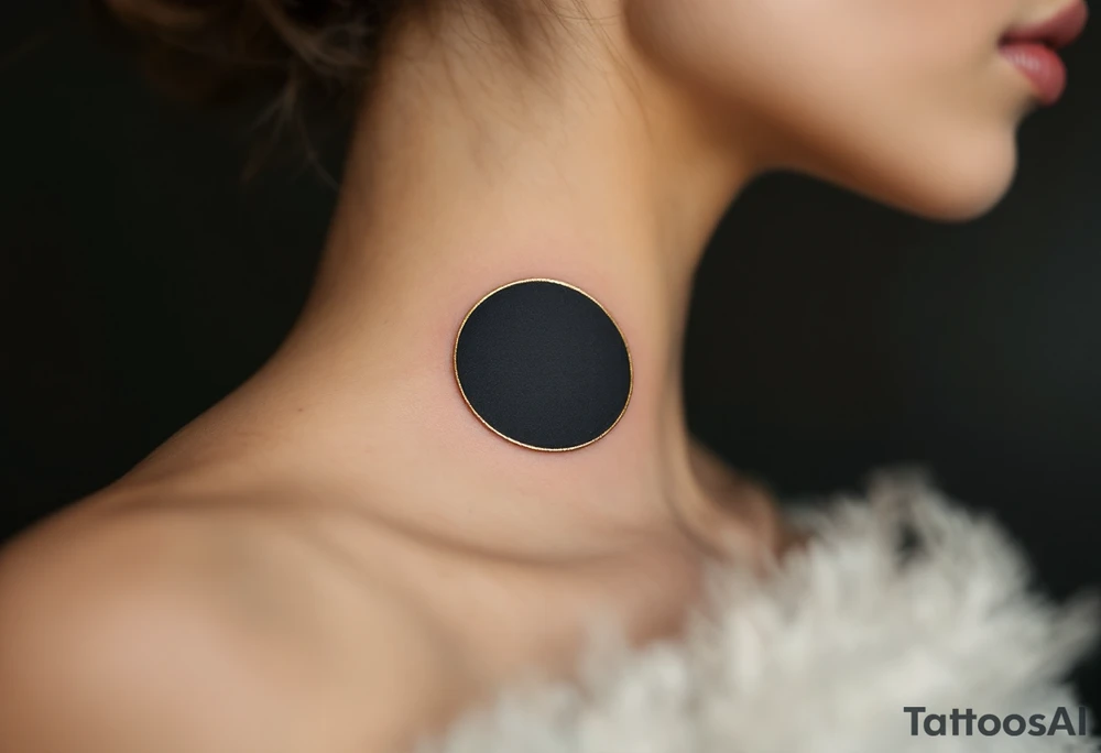 A solid black circle with a thin gold outline, evoking elegance and strength. tattoo idea
